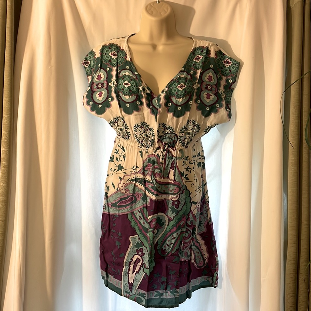 Short Sleeve V Neck Summer/ Vacation Dress, MultiColor, Size Medium, Derek Heart